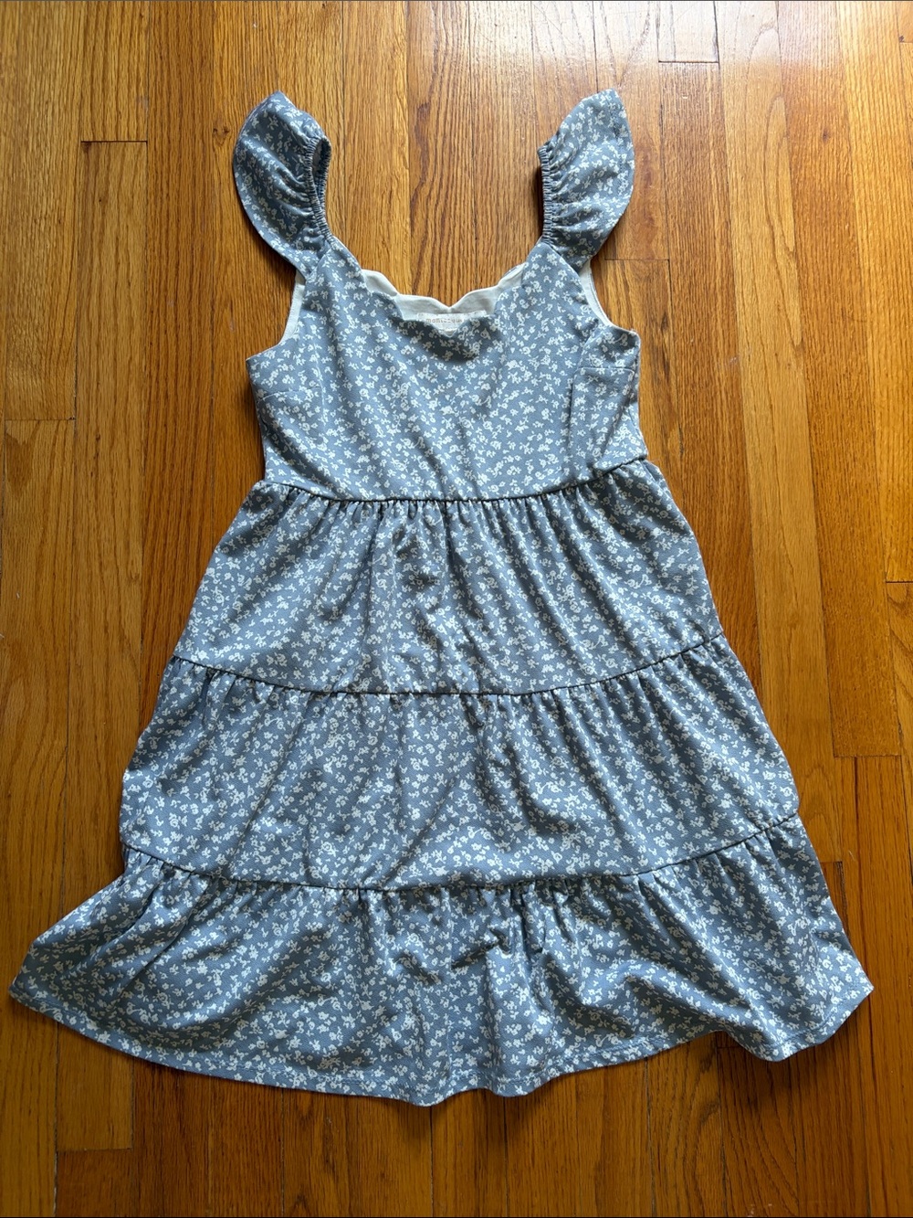 Womens Blue Floral Tiered Sundress